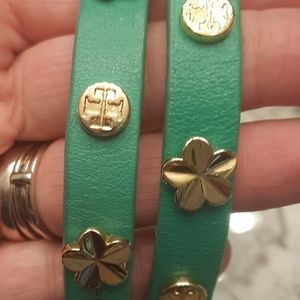Tory Burch green leather bracelet